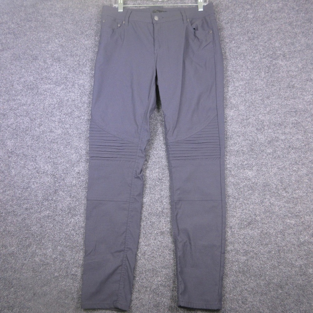 PrAna Jegging Pants Womens 14 Gray Moto Stretch Slim Leg Zip Pockets Casual